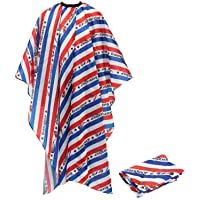 Los mejores  - Rojo Capa de Corte de Pelo a Rayas Impermeable Capa Del Pelo para Salón Profesional Cabo del Salón Accesorio del…